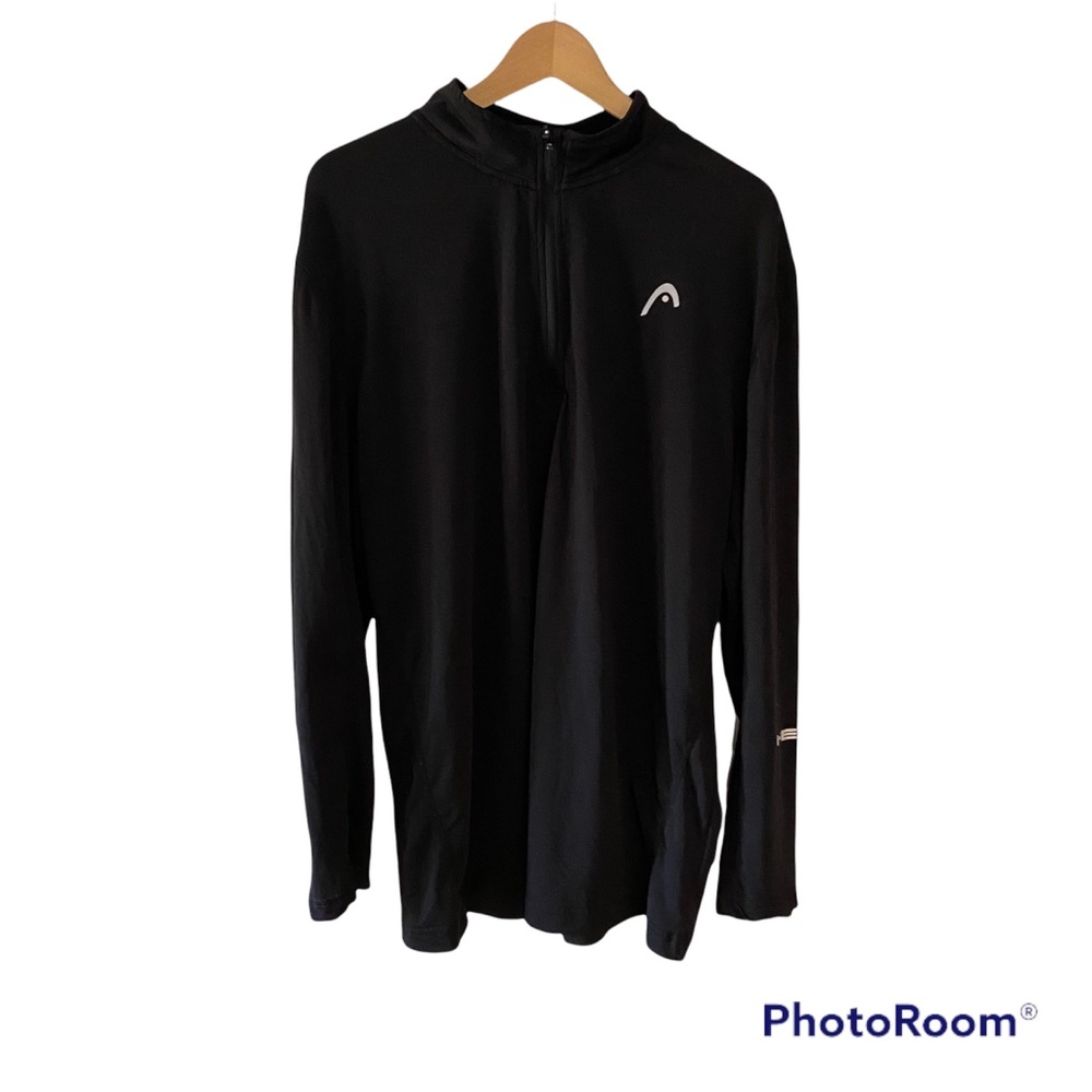 Men’s extra large long sleeve quarter zip athletic shirt. Head.